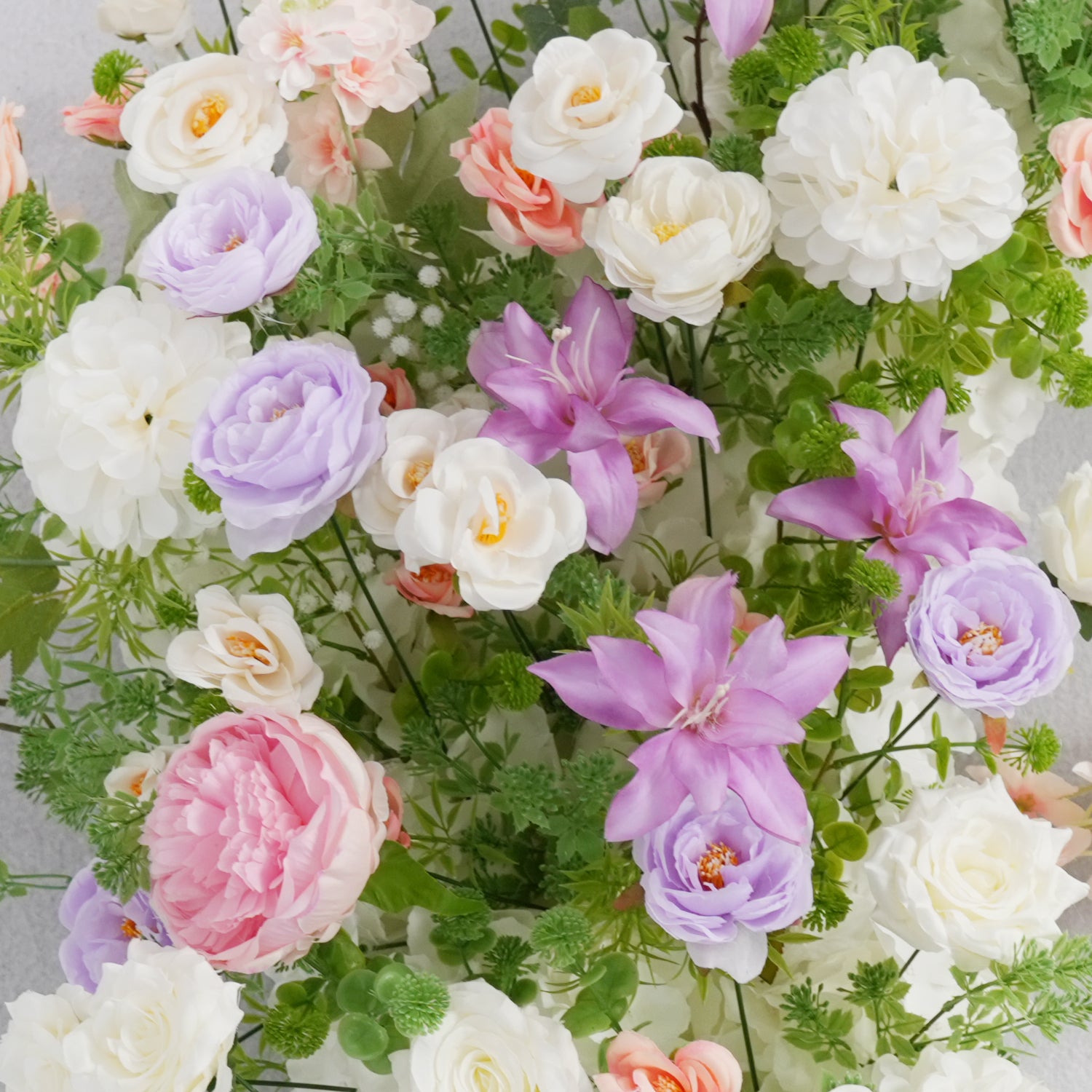 Uflower Artificial Purple Pink Wedding KT Backdrop Flower Row Decor